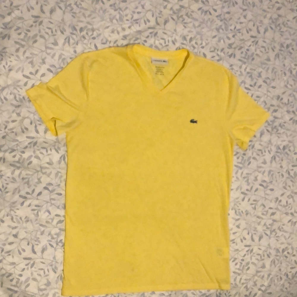Yellow Lacoste V-neck Mens Medium